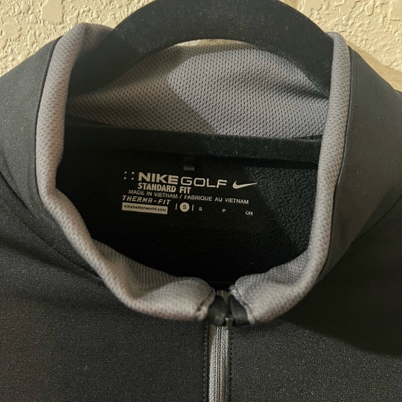 Nike Golf Standard Fit 1/4 Quarter Zip Sweatshirt Black Small S EUC Therma-Fit - Picture 2 of 3